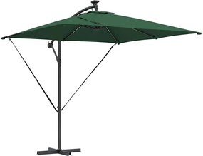 vidaXL Parasol banana cu brațe Verde 249 x 249 x 250 cm