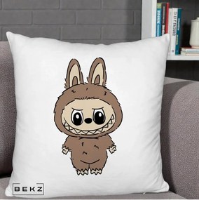Perna Personalizata Labubu Maro Natural Solo, 40x40 cm, Alb Pufos, Husa Detasabila, Perna Inclusa, BEKZ®