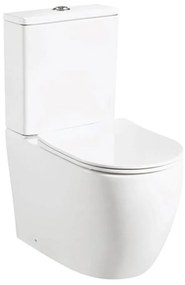 Set vas WC compact pe pardoseala Rune Gunvor Rimless alb cu rezervor si capac softclose