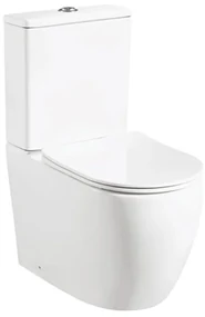 Set vas WC compact pe pardoseala Rune Gunvor Rimless alb cu rezervor si capac softclose