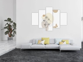 Tablou - Flori bej cu fluture N⁰4 (150x105 cm)