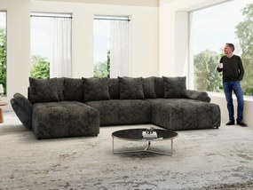 Colțar extensibil dumonde cu ladă de depozitare si sezut confortabil din spuma high-density, Berlin U Euphoria Dark Grey 380x180 cm