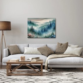 Tablou - Peisaj forestier cu ceață (70x50 cm)