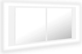 vidaXL Dulap de baie cu oglindă și LED, alb, 100x12x45 cm, acril