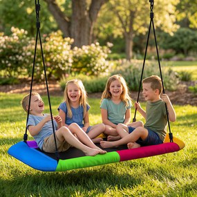 AIYAPLAY Leagăn-nid reglabil pe înălțime, leagăn suspendat până la 300kg cu corzi reglabile pentru 3-8 ani 148x77x180 cm, multicolor | Aosom Romania