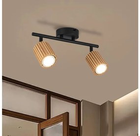 Brilagi - Lampă spot MODERN WOOD 2xGU10/8W/230V lemn de cauciuc/negru