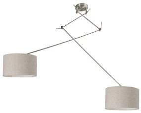 Lampă suspendată din oțel cu abajur 35 cm gri deschis reglabilă cu 2 lumini - Blitz