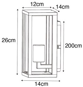 Lampă de perete inteligentă maro ruginiu 26 cm IP44 cu Wi-Fi ST64 - Charlois