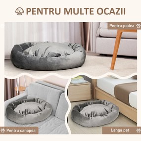 PawHut Pat Textil pentru Câini, Design Elegant din Catifea, Spațios 132x89x28cm, Gri Închis | Aosom Romania