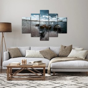 Tablou - Bărci de lemn pe lac (150x105 cm)