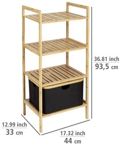 Etajeră de baie neagră/ natural din bambus 44x93,5 cm Ecori – Wenko