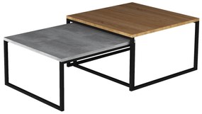 Set 2 buc. măsuțe de cafea Nivessa (nuc + beton). 1025399