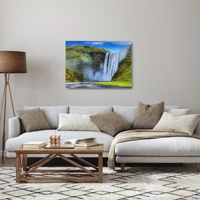 Tablou pe sticlă - Cascada Seljalandsfoss (70x50 cm)