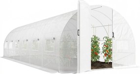 Outsunny Seră tunel de grădină 24 m², seră tunel cu uși și 12 ferestre cu plasă, 295x798x199 cm, alb | Aosom Romania