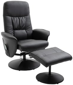 HOMCOM Fotoliu Relaxant cu Suport pentru Picioare, Reclinabil 145° cu Șezut Rotativ, cu 10 Puncte de Masaj, Negru | Aosom Romania