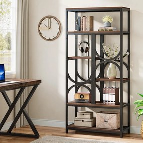 RAI53 - Rafturi, etajera 80 cm, pentru birou, biblioteca living, hol, dormitor, bucatarie, camera copii, stil industrial - Maro