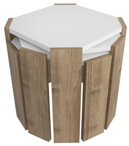 Set 3 măsuțe cafea Lorizolla (alb + nuc). 1106451