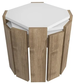 Set 3 măsuțe cafea Lorizolla (alb + nuc). 1106451