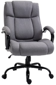 Vinsetto Scaun de birou, Scaun de șef ergonomic, Scaun de birou căptușit cu brațe, Scaun rotativ cu înălțime reglabilă și funcție de legănare, aspect de in, rezistent până la 220 kg, Gri deschis | Aosom Romania