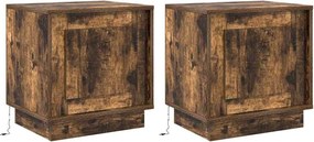 vidaXL Dulap de noapte 2 pcs Stejar fumuriu 44 x 34,5 x 45 cm