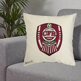 Perna Personalizata CFR Cluj Fotbal Club 1907, 40x40 cm, Ecru, Husa Detasabila, Perna Inclusa, BEKZ®