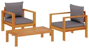 3214846 vidaXL Set de canapele de grădină cu perne, 3 piese, lemn masiv acacia
