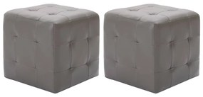 vidaXL Noptiere, 2 buc., gri, 30x30x30 cm, piele ecologică