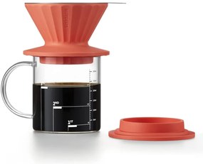 Cana cu filtru de cafea Buydeem CD1024-VO, 300 ml, Sticla borosilicata, Otel inoxidabil, Portocaliu
