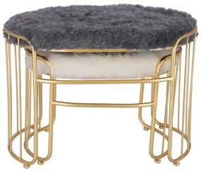 Set taburete Perla metalice cu blanita sintetica, baza aurie, design modern  2 piese