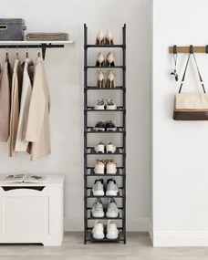 Dulap pentru pantofi cu cadru metalic ORDEN 173x33 cm, negru