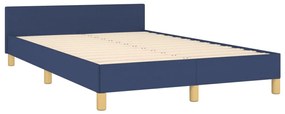 379540 vidaXL Cadru de pat cu tăblie, albastru, 120x190 cm, material textil