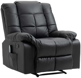 HOMCOM Scaun de Masaj Relaxant, Scaun de Relaxare, 8 Puncte de Vibrații, Funcție de Așezare, Piele Ecologică, negru, 94x99x99cm | Aosom Romania