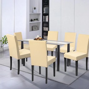 Set de masă Cadiz 6+1 negru-bej