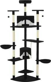 vidaXL Ansamblu pisici, stâlpi din funie de sisal 203 cm Negru și alb