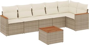 vidaXL Set canapele de grădină, 7 piese, cu perne, bej, poliratan