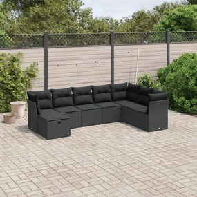 3263271 vidaXL Set mobilier de grădină cu perne, 8 piese, negru, poliratan