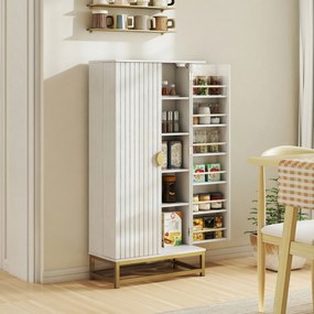 HOMCOM Dulap de bucătărie mobilier depozitare cu 12 rafturi pe uși, rafturi reglabile, 58x29x119,5cm, alb | Aosom Romania