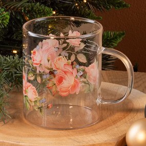 Cană din sticlă TRANDAFIR 410 ml