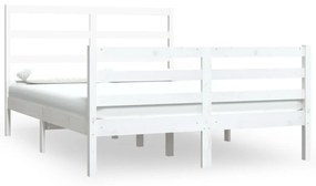 3104987 vidaXL Cadru pat, alb, 140x190 cm, lemn masiv de pin