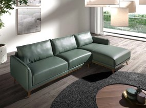 Coltar LUX design italian cu sezlong dreapta Cowhide verde