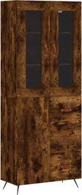 vidaXL Dulap înalt, stejar fumuriu, 69,5x34x180, lemn compozit