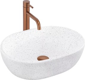 Lavoar pe blat Rea Amelia oval 48 cm alb-piatra mat