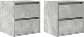 vidaXL Noptiere montate pe perete 2 buc Beton Gri 38x34x40 cm