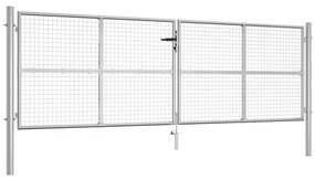 vidaXL Poartă de grădină din oțel galvanizat, 400 x 125 cm, argintiu