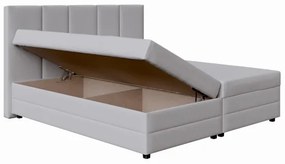 Pat tapițat ISABEL 160x200 cu saltea cu arcuri și spațiu de depozitare, gri deschis