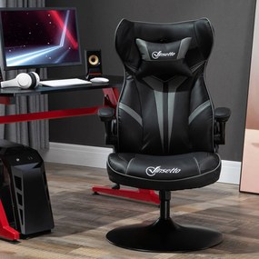Vinsetto Scaun gamer scaun de joc gaming pivotant la 360° ergonomic înălțime reglabilă brațe rabatabile pernă tăiere incluse înveliș similicuir 67 x 70 x 106-112 cm gri deschis și negru | Aosom Romania