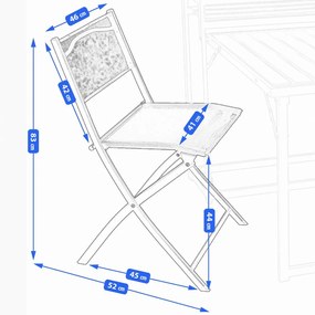 Set de mobilier de terasă pliabil în negru