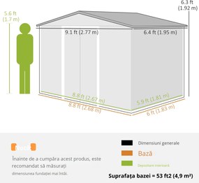 Outsunny Magazie Grădină cu Uși Glisante Duble, Sopron din Oțel și PP, Dimensiune Mare, Argintiu | Aosom Romania