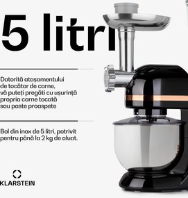 Klarstein Lucia Elegance, robot de bucătărie, blender, mașină de tocat carne, 1800W, fără BPA