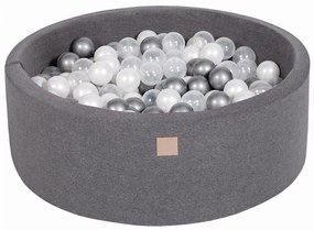 Meowbaby – Piscina rotunda 90x30 cm cu 200 mingi pentru copii – Dark Grey